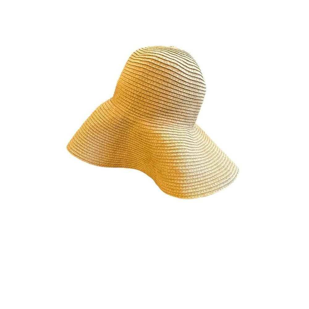 Old Navy Women's Beige Wide Brim Floppy Straw Sun Hat Size S -M - Picture 2 of 10